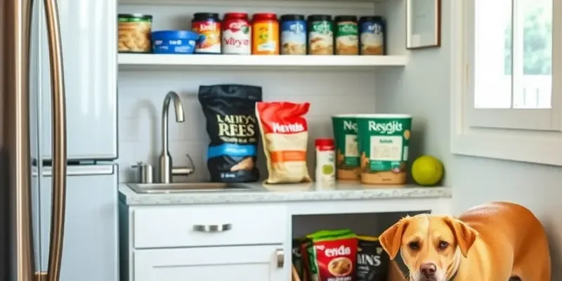 A happy child playing with a dog in a cozy apartment environment, highlighting family pet bonding.