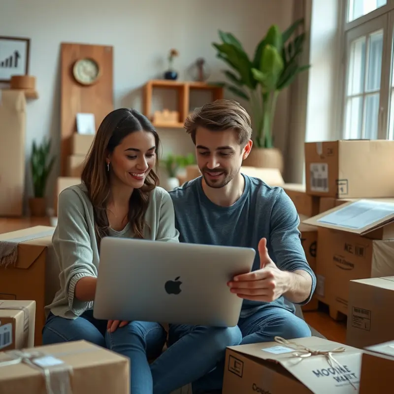 A young couple evaluates moving options, ready for their next adventure.