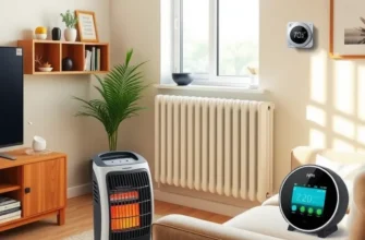 A cozy apartment interior featuring a well-placed heater and comfortable decor, evoking warmth during winter.
