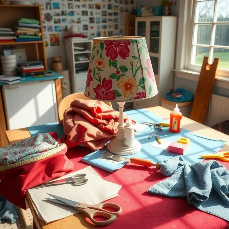 Revive an old lampshade with colorful fabric to match your decor.