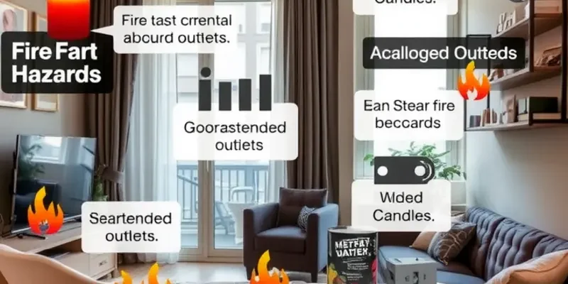 A well-organized apartment featuring smoke alarms and fire extinguishers.