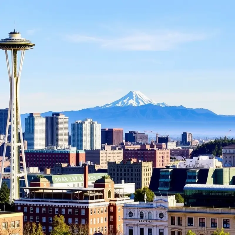 A stunning view showcasing the blend of modern living and nature in Downtown Seattle.