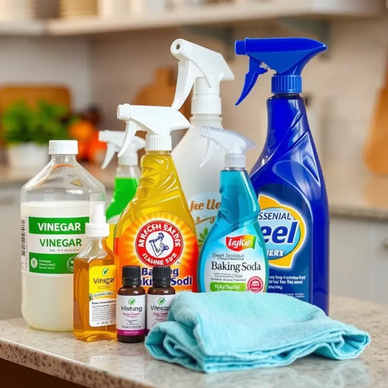 A selection of pet-safe and eco-friendly cleaning products for a healthy home.
