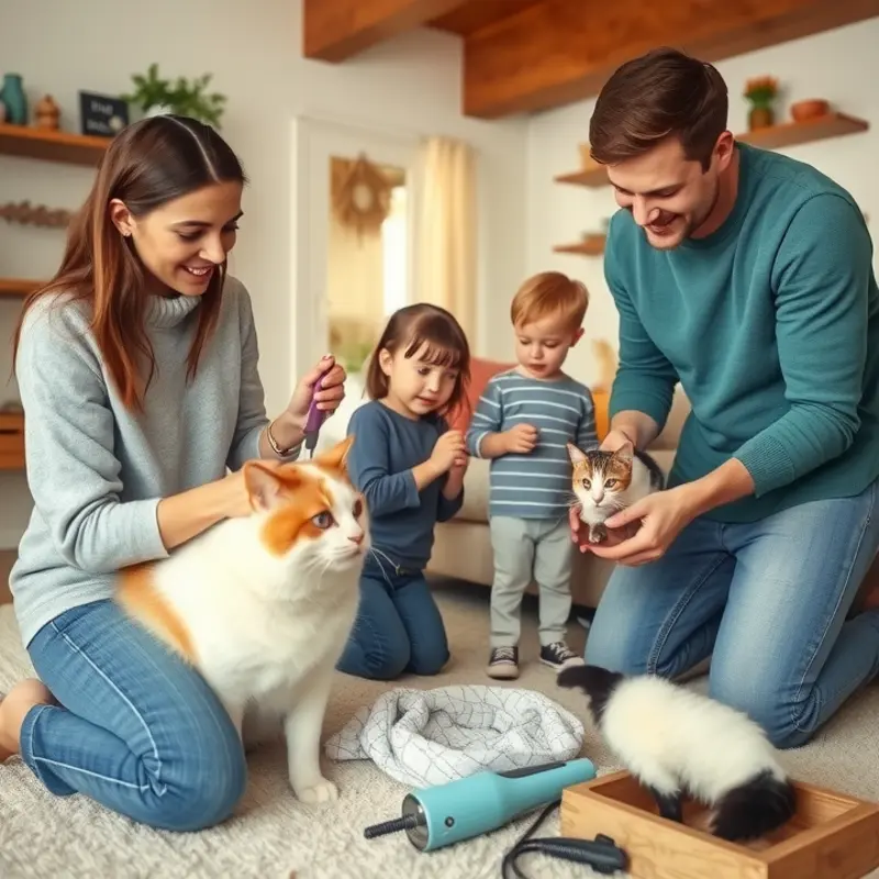 A designated grooming area in an apartment, showcasing a comfortable and organized space for pet grooming.