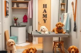 A family having fun with their pets at home, showcasing the joy of pet ownership and family interaction.