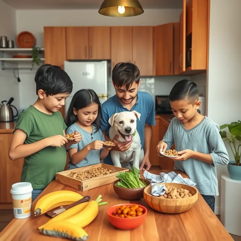 An organized kitchen showcasing an apartment-friendly pet feeding setup.