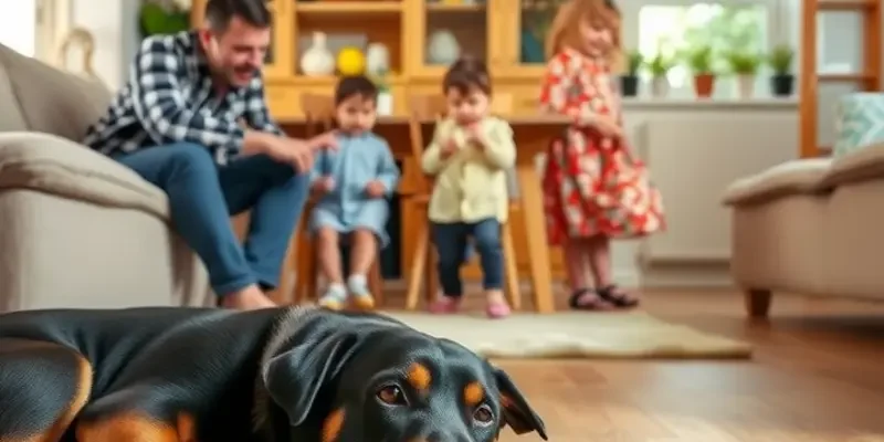 A cheerful family walking a dog at sunset, symbolizing the connection between community living and pet companionship.