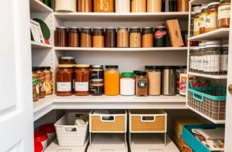 A kitchen featuring colorful and efficient food storage solutions.