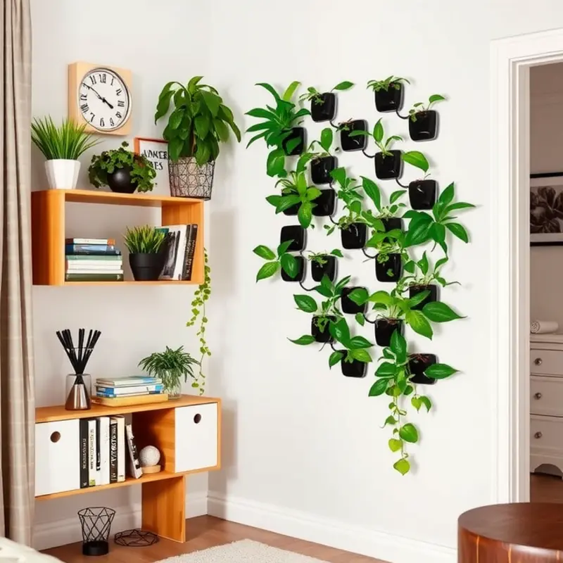 A vibrant living room filled with no-damage wall decor ideas.