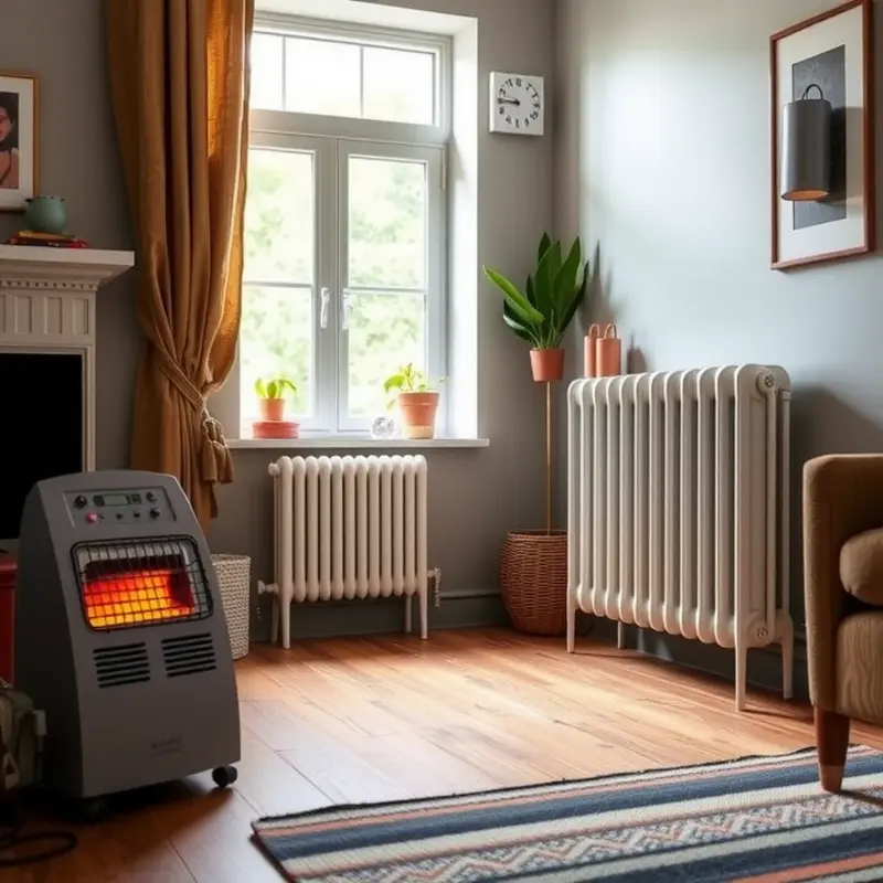 A cozy apartment ambiance highlighting various safe heating solutions.