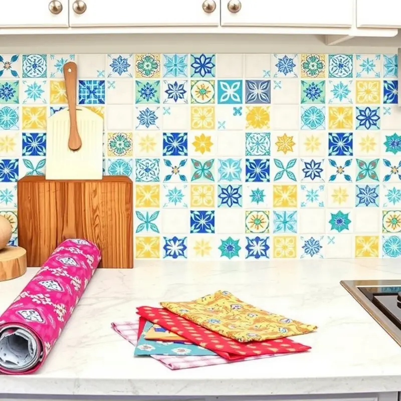 Different options for DIY removable kitchen backsplashes.