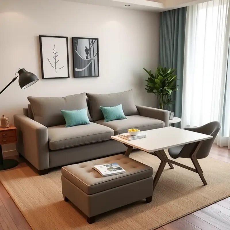 Creative living room with a stunning removable wallpaper.