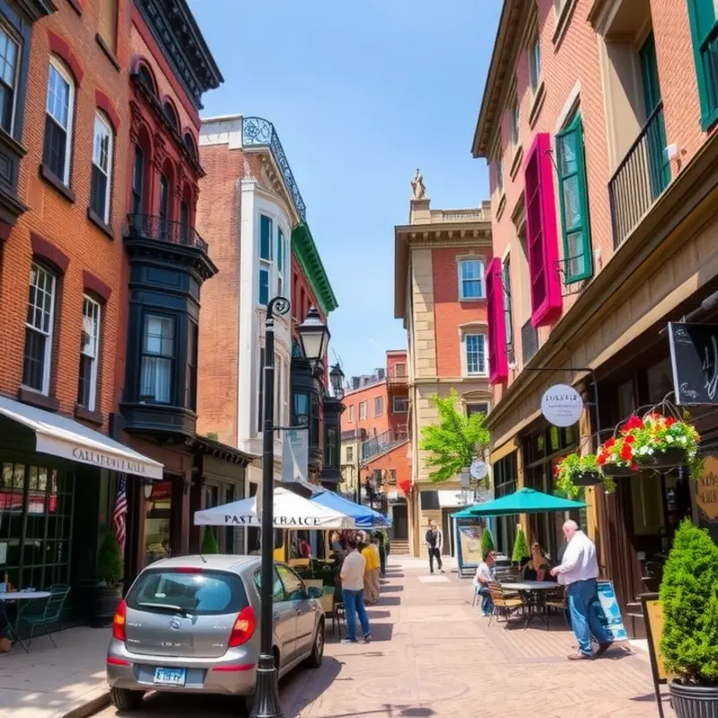 A vibrant street in Old City filled with historic charm and local cafes.