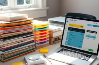 A collage illustrating organized paperwork and a family enjoying their clean, tidy apartment space.