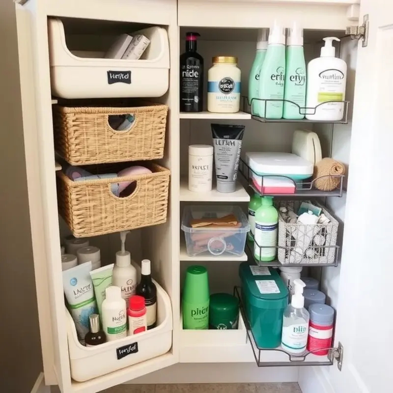 Maximized vertical space in a compact bathroom.