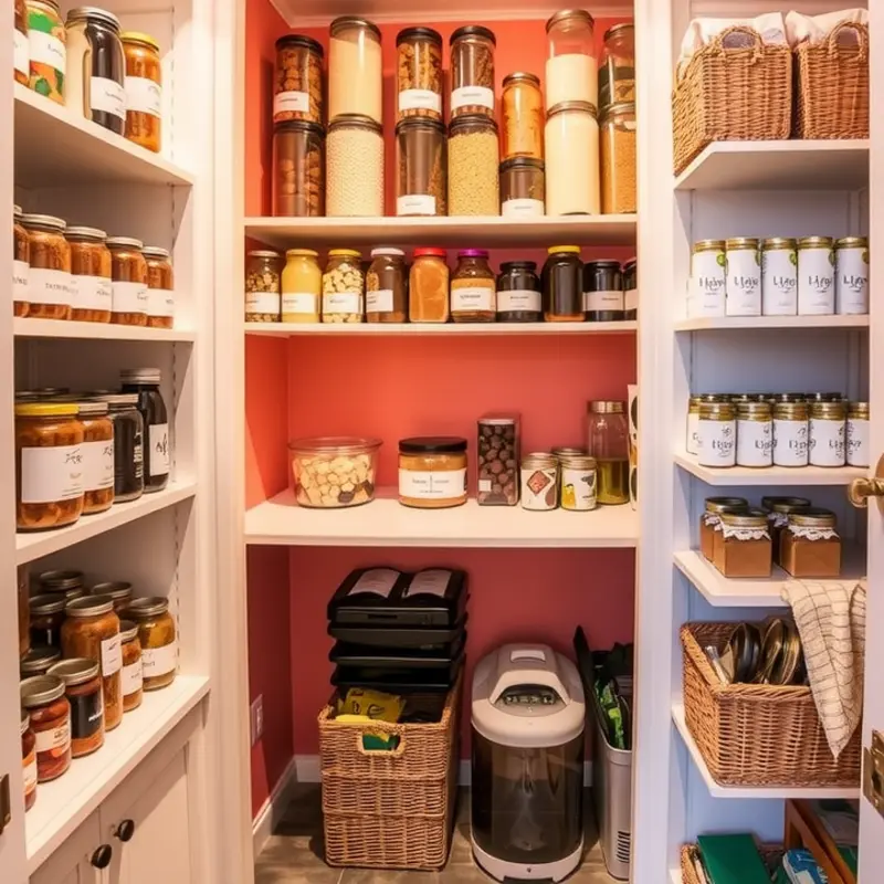 An organized pantry showcasing effective storage solutions.