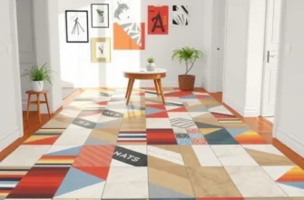 A bright living room with striking removable tile flooring and stylish furniture.