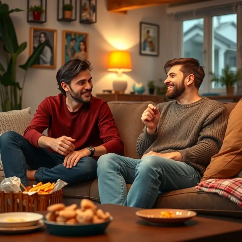 A heartwarming conversation between roommates over snacks.