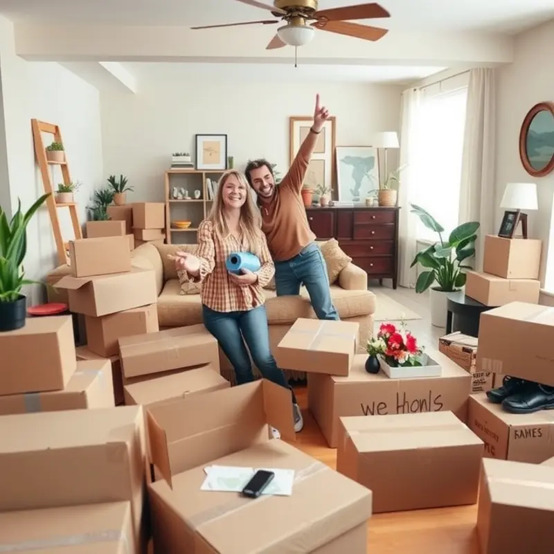 An organized workspace filled with packing supplies and a checklist for moving.