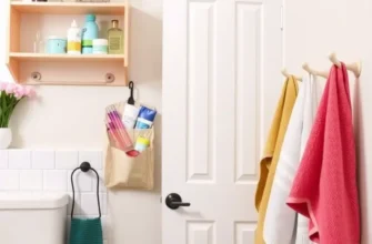 A stylish and organized apartment bathroom showcasing cleanliness and decor.