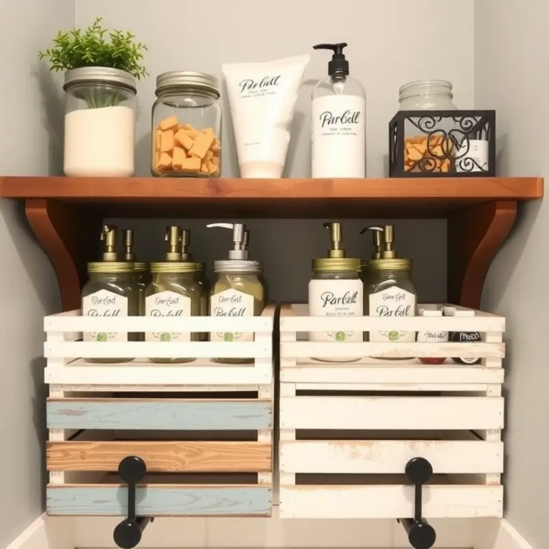 Personalized DIY wall art brightening up a rental bathroom.