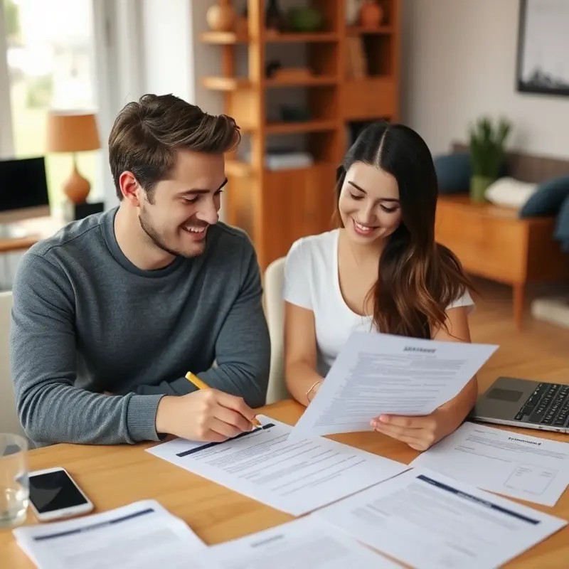 Young renters reviewing their lease to understand their rights.