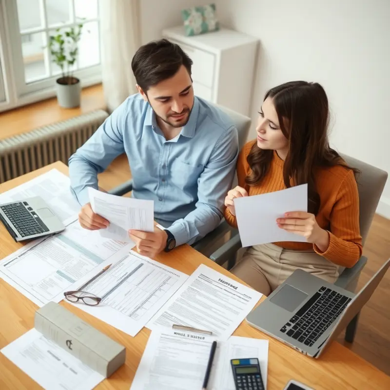 Couple engaged in financial planning while reviewing renter tax deductions.