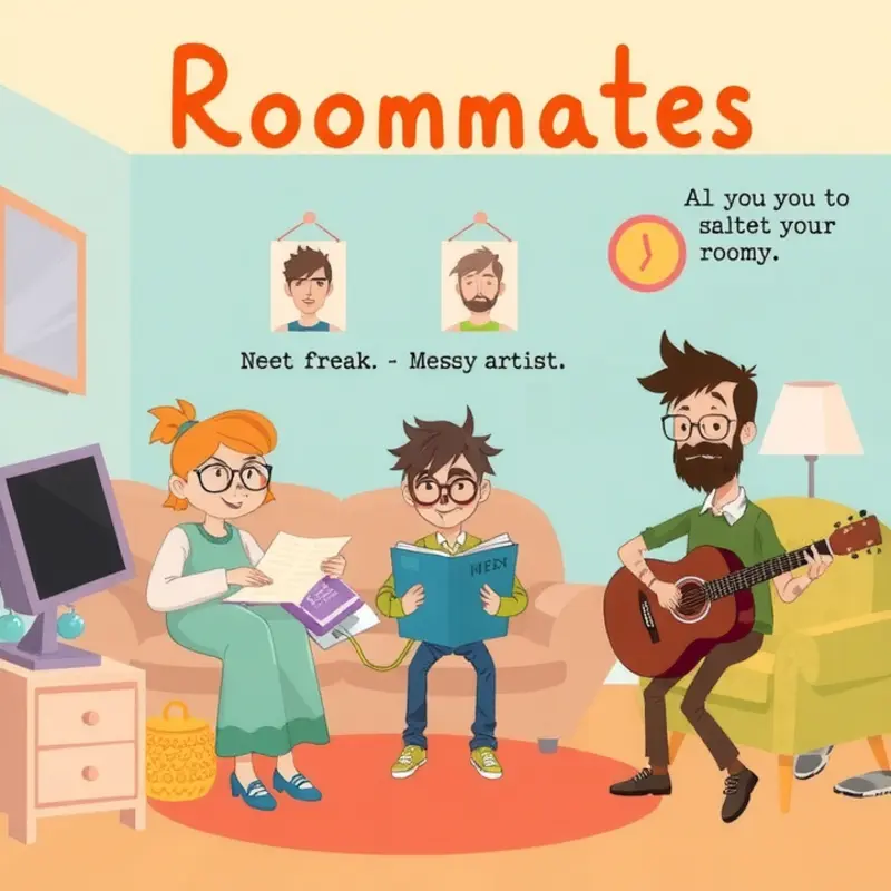 A colorful depiction of different roommate personalities.