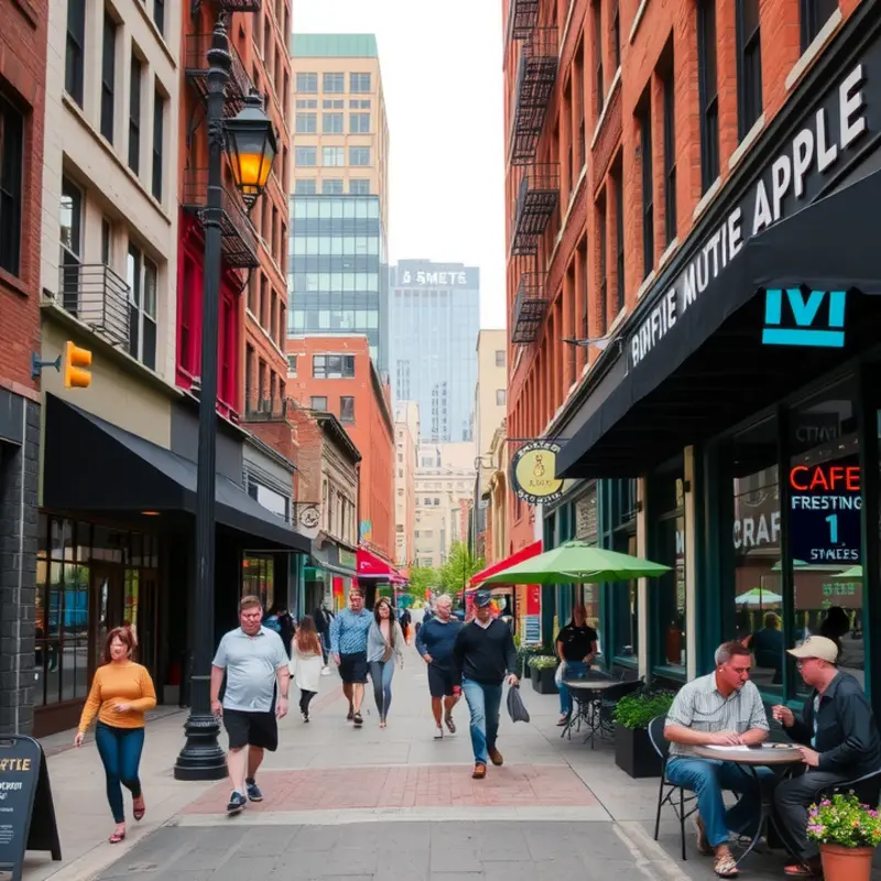 A lively street view of Uptown Minneapolis.