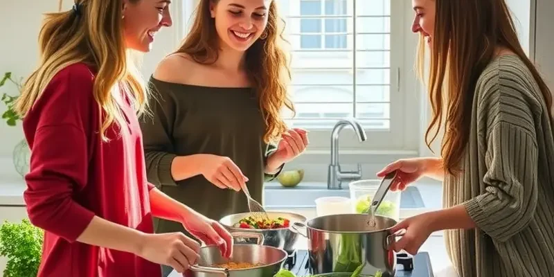 A lively apartment filled with young renters and families enjoying activities together, showcasing the fun of apartment living.
