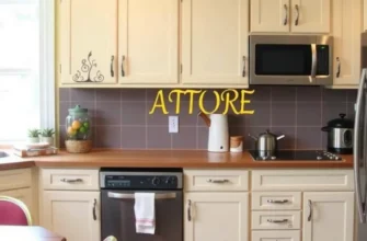 A colorful kitchen showcasing cabinets transformed through a creative makeover.