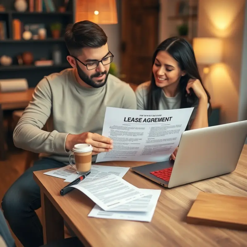 Young renters exploring their tenant rights while reviewing their lease.