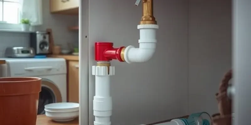 A cozy apartment space with a visible emergency water shut-off valve and a smiling renter.