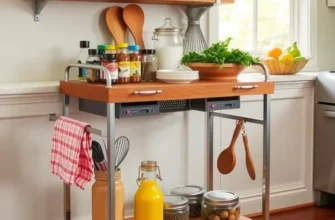Variety of DIY storage carts in a well-decorated rental apartment.