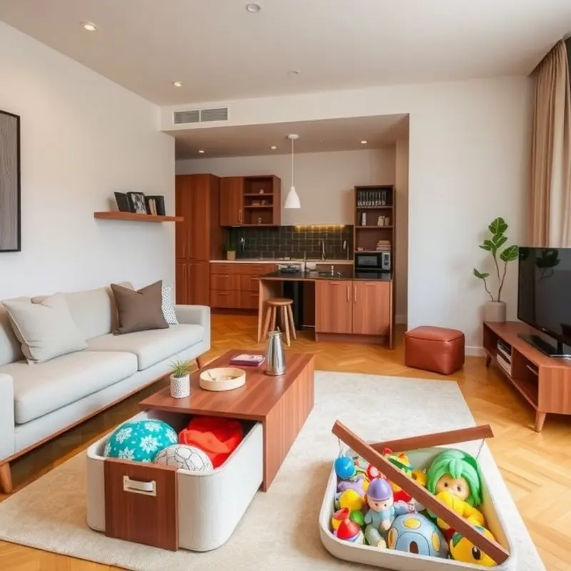 Multi-functional furniture that combines style and storage for kids.