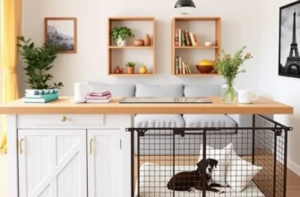 A cozy apartment showcasing a harmonious environment for pets and children engaged in safe activities together.