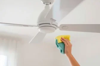 Bright living room with a clean ceiling fan in action