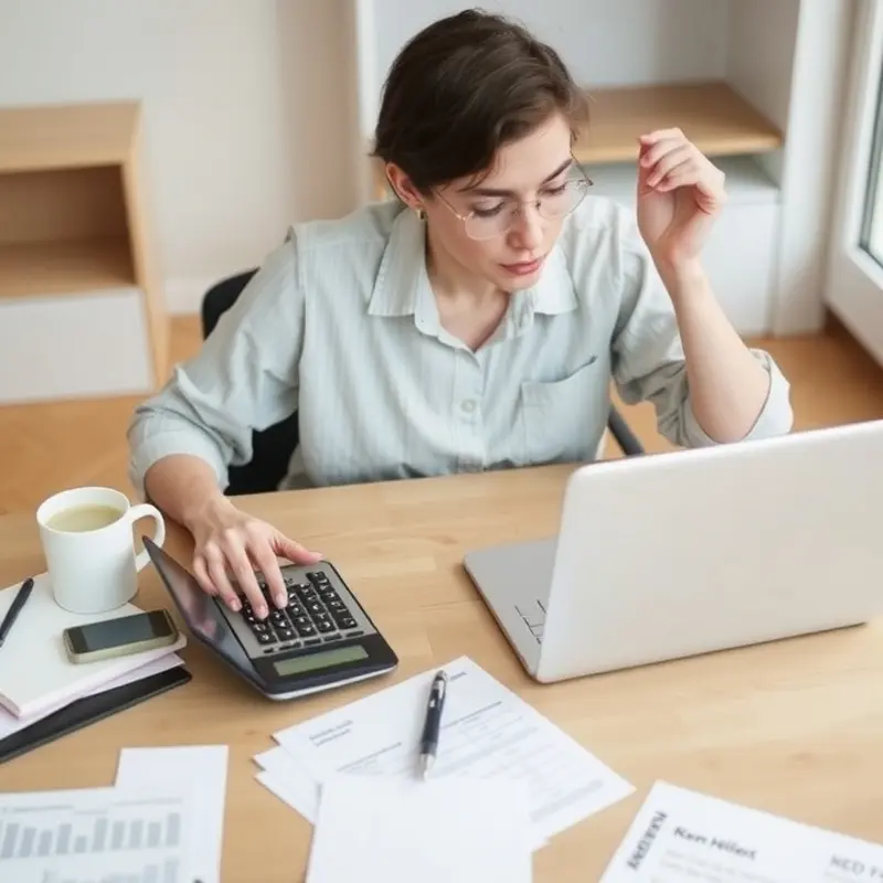 A young professional budgeting for apartment costs.