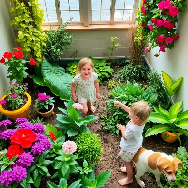 A vibrant and safe garden space designed for children and pets.