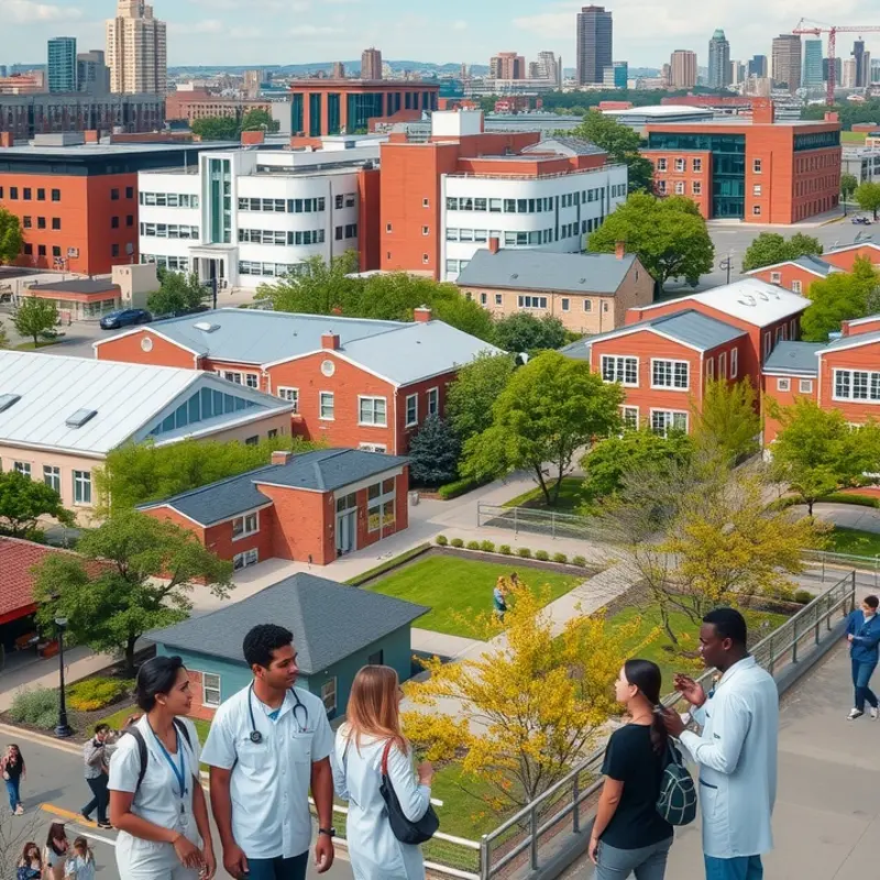 A bustling neighborhood ideal for healthcare professionals.