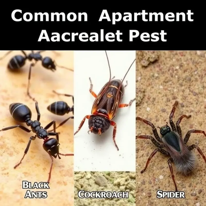 A collage of common apartment pests for easy identification.