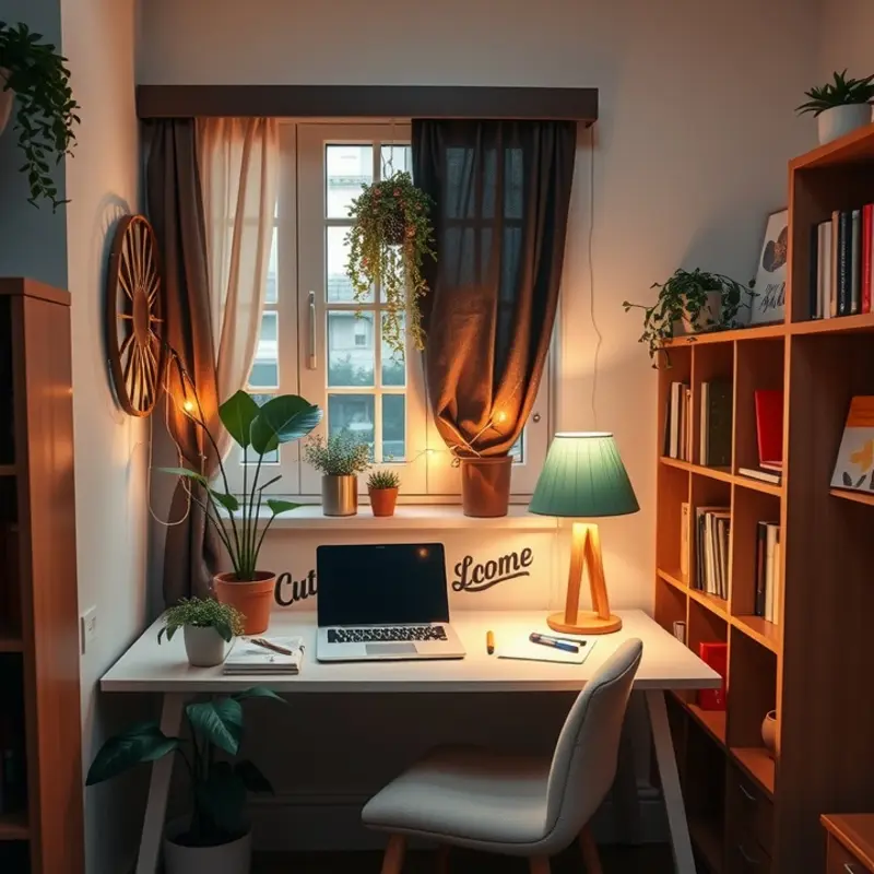 A bright and charming workspace nook in a cozy apartment.