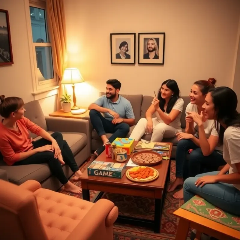 Inviting living room ready for a game night with friends.