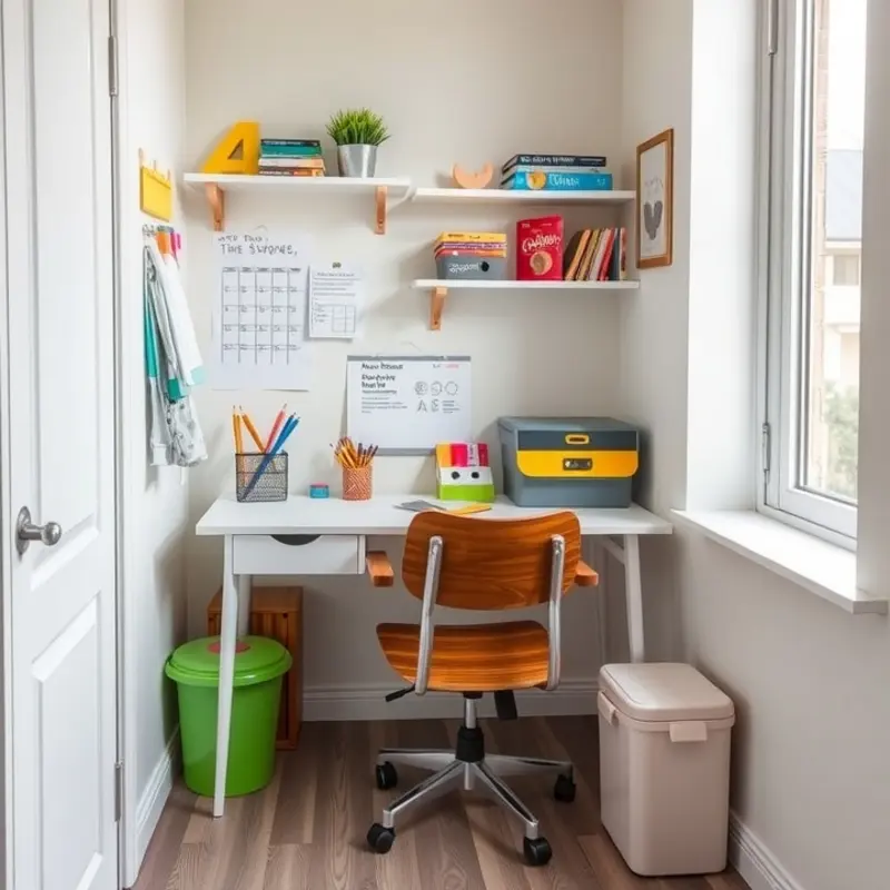 A dedicated, well-organized homework zone in an apartment that’ll inspire creativity.