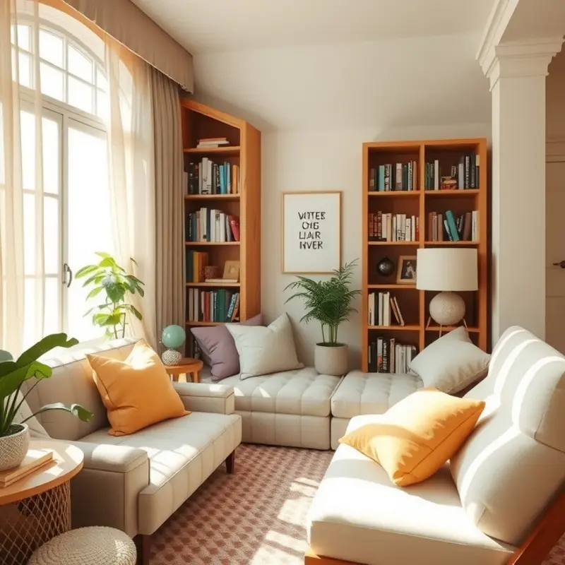 A peaceful reading nook in an apartment, ideal for quiet time.