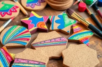 A collage featuring DIY cork and tile coasters with craft supplies.