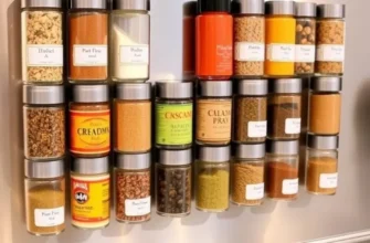 An inviting kitchen showcasing DIY rental-safe organizers like spice jars and hanging racks.