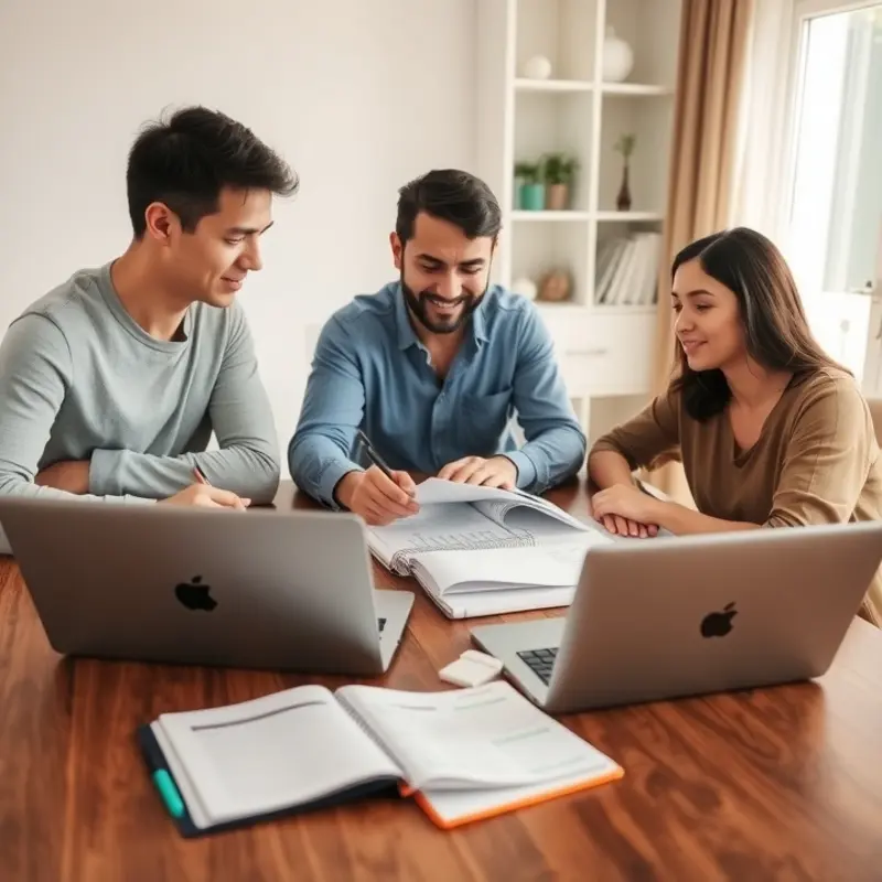 A young couple assessing their credit scores to ensure they’re ready for renting.