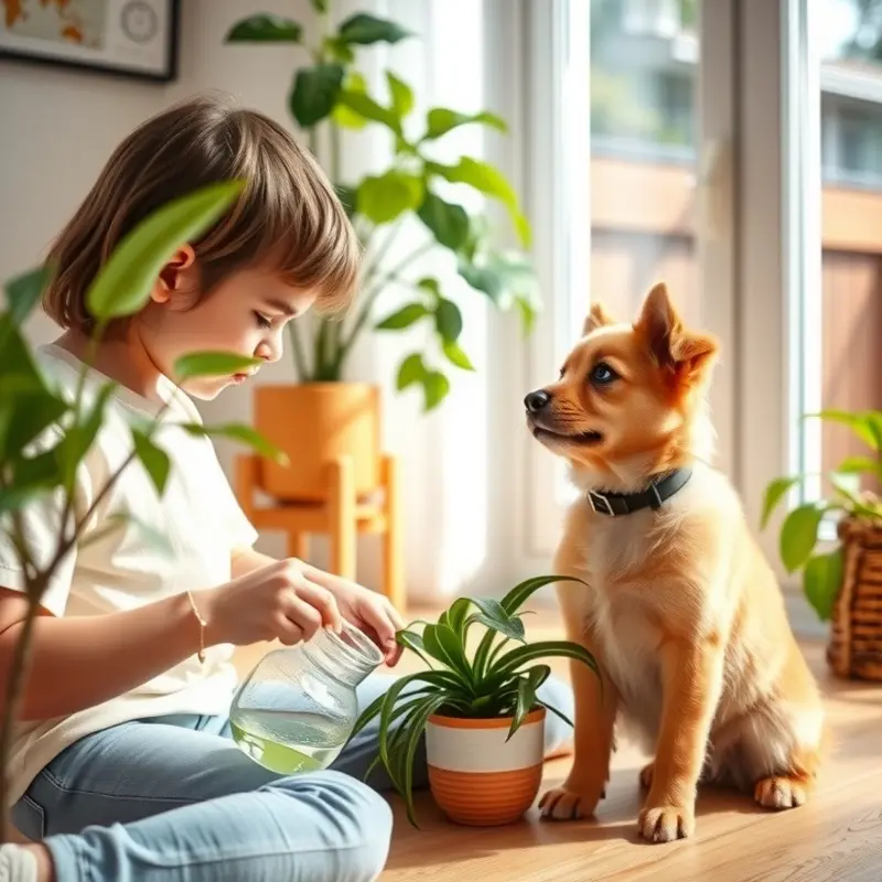 A cozy living space adorned with lush, pet-friendly plants.