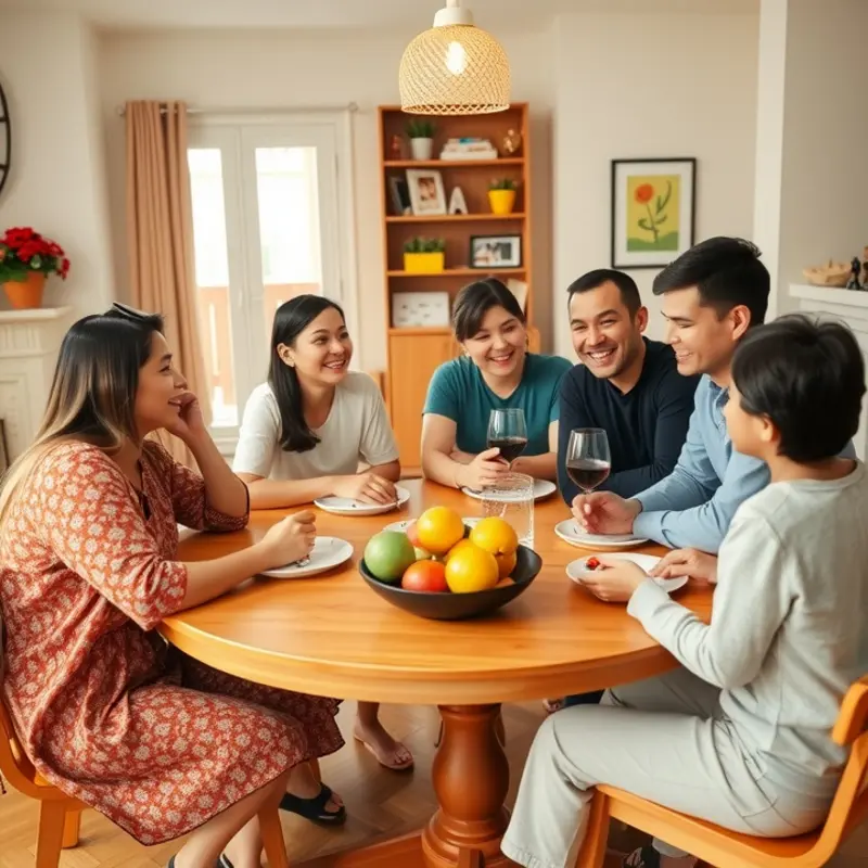 Families fostering open dialogue around a shared table.